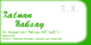 kalman maksay business card